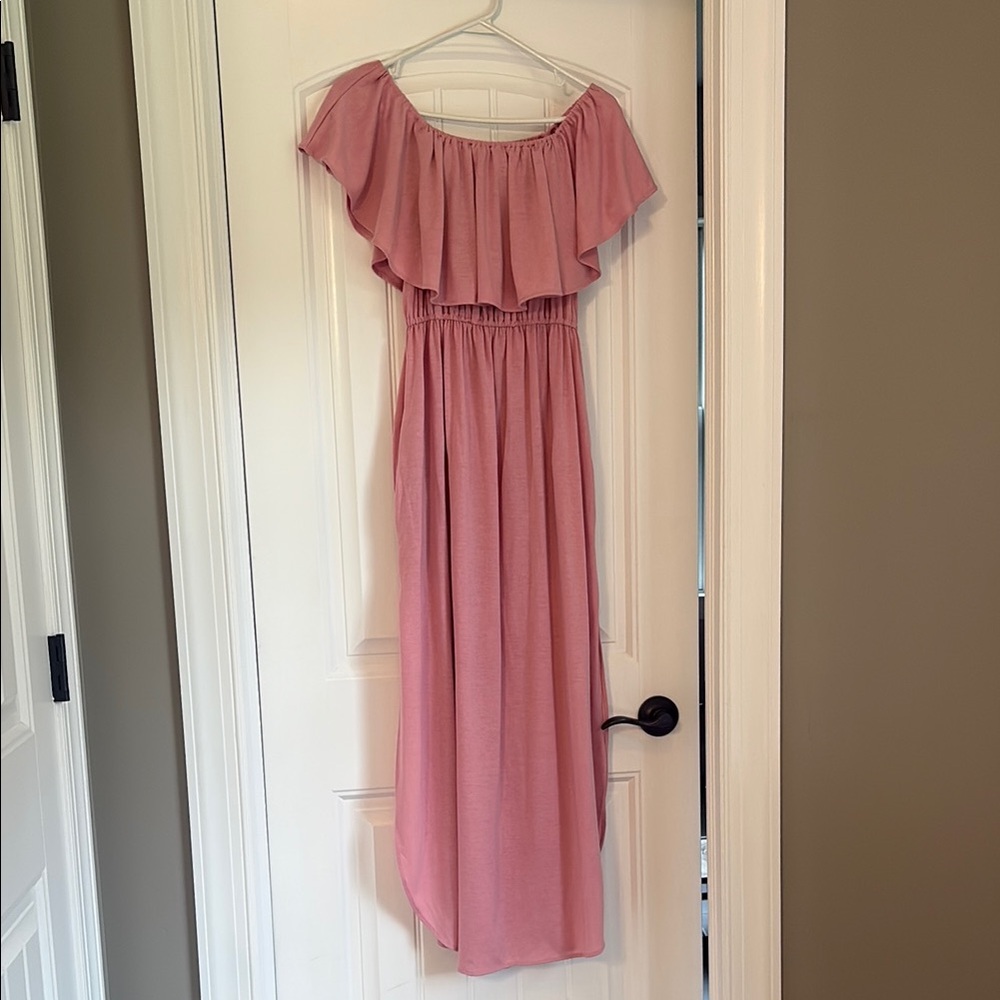 Pink Off-Shoulder Maxi Dress size small